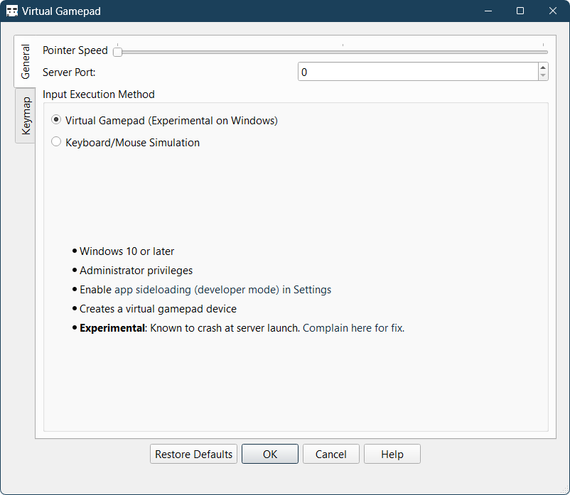 Screenshot of the Preferences screen at the time of writing